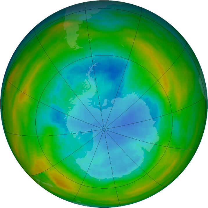 Antarctic ozone map for 28 August 1982